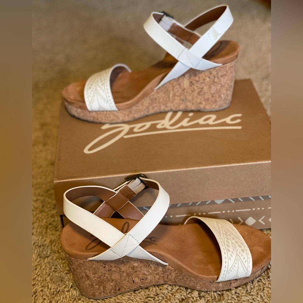 White leather platform sandals